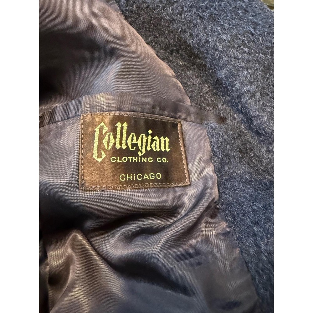 Vintage Collegian Clothing Co Wool Overcoat Men's Blue‎ Long Classic Coat - Picture 4 of 6
